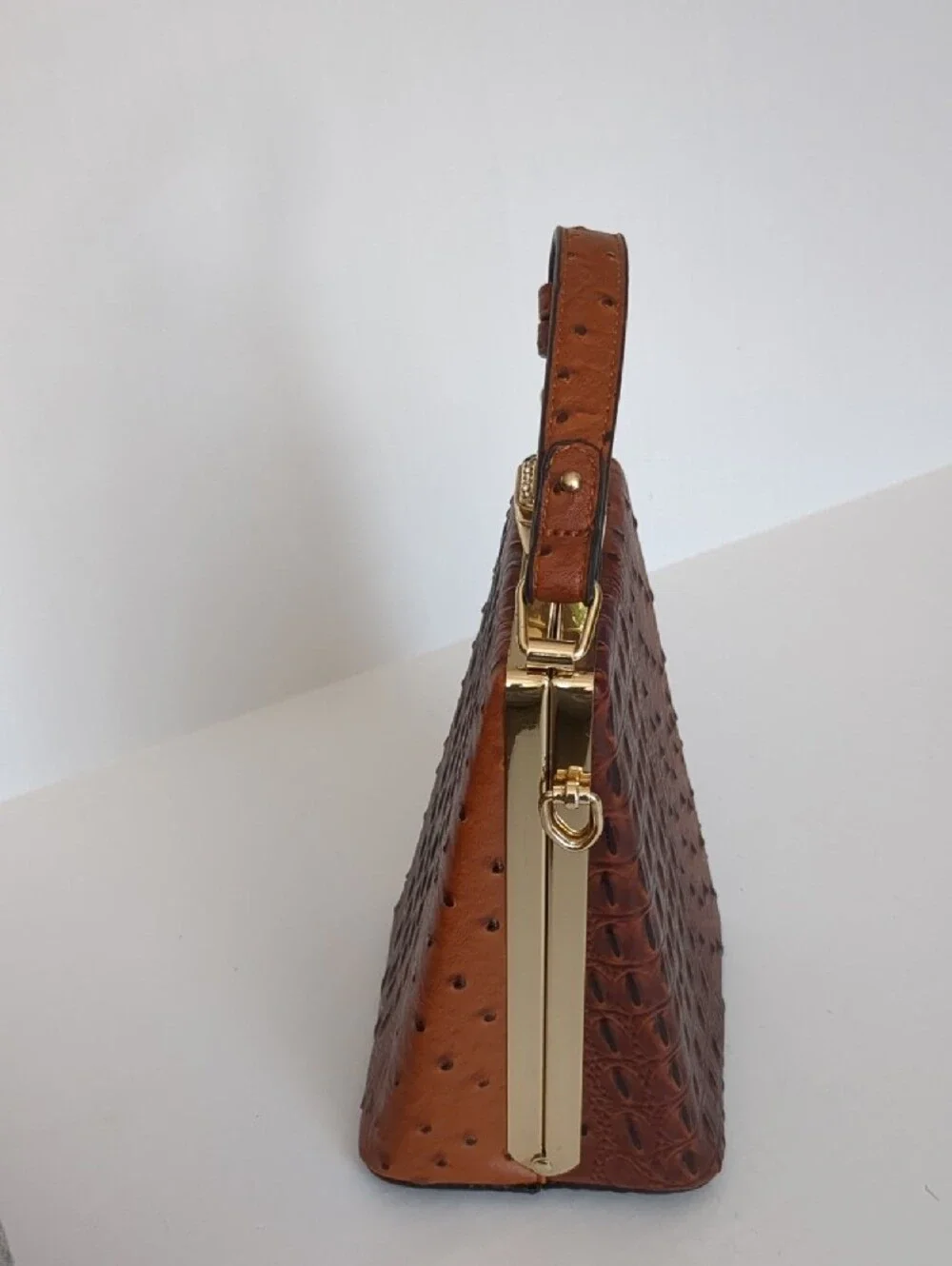 Brown Croc-Texture Top-Handle Women's Evening Bag